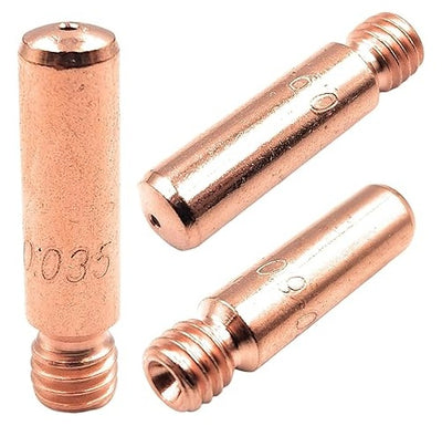 Tweco-Style MIG Contact Tips 25-Pack, 400A Copper Alloy – 11-23, 11-30, 11-35, 11-45