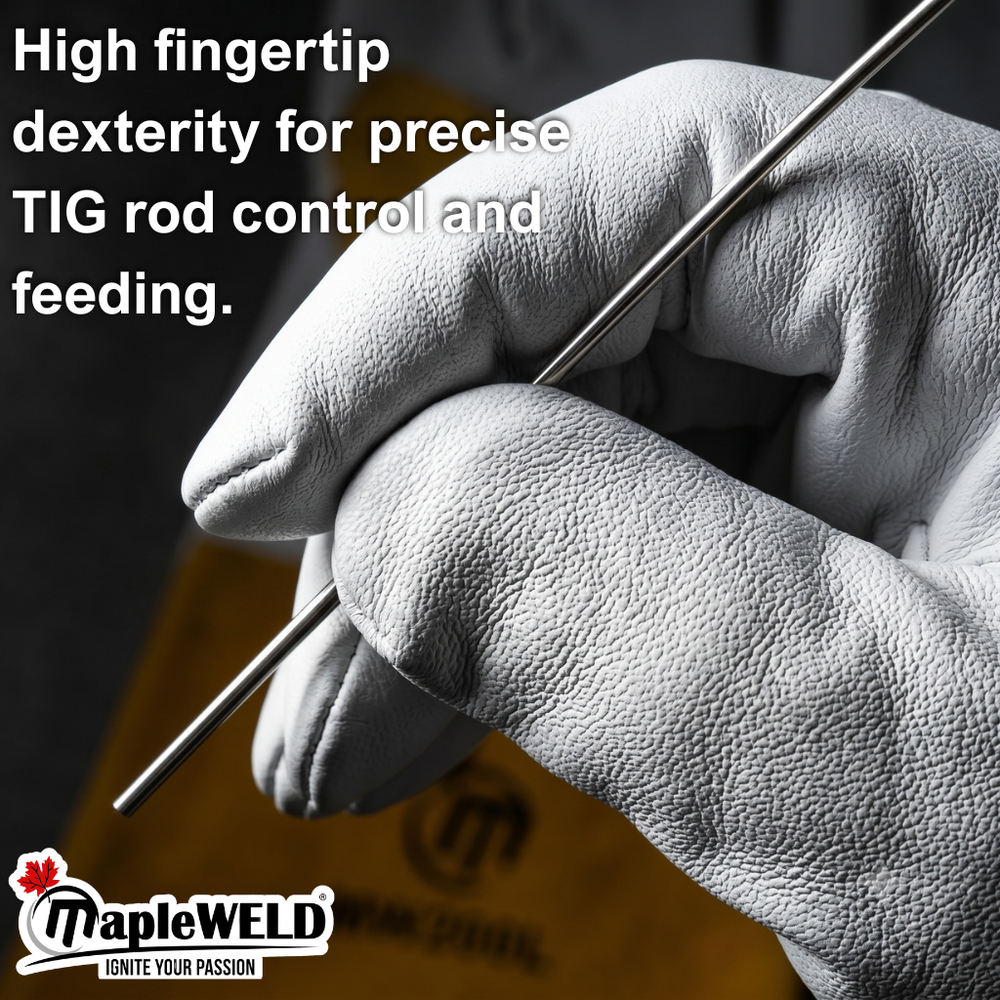 MapleWeld MW200 Sheepskin Short TIG Welding Gloves – White Sheepskin Leather