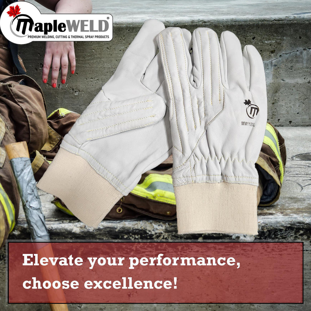 MapleWeld MW1100 Premium Sheepskin Leather Gloves with Sandwiched Steel Chain