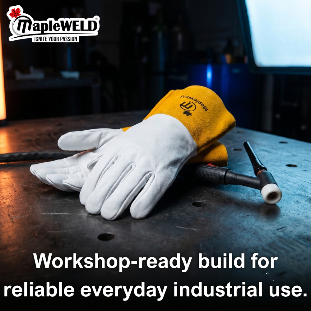 MapleWeld MW200 Sheepskin Short TIG Welding Gloves – White Sheepskin Leather