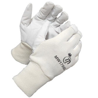 MW1700 Goatskin Lightweight Leather Gloves with Cotton Back and Elastic Stretch Knit Wrist