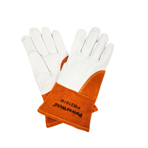 PowerWeld 2101 premium goatskin TIG welding gloves, seamless index finger design