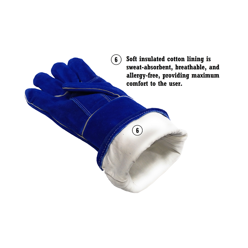 MapleWeld MW900 Split Leather Stick/MIG Cotton Lined Welding Gloves