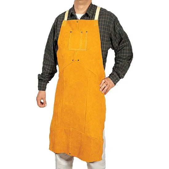 PowerWeld Kevlar-stitched split cowhide leather welding apron with tool pocket